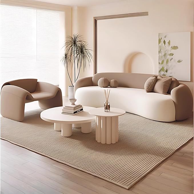 Sofa Set for Living Room - Cream Style Modular Couch, Modular Sectional Sofaes with Coffee Table, Removable and Washable Cloud Couch, Suitable for Office, Cafe, Bar (Sofa+Table+ChairC, 70_9_)